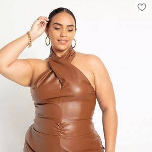 Faux Leather Crossover Halter ONLY by Eloquii